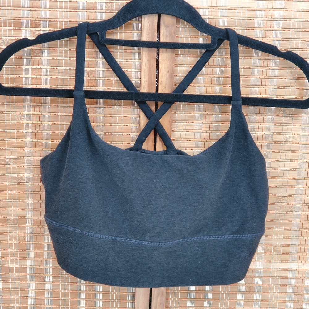 ◇ Vuori Strappy Bra VW1008 Heathered Charcoal Crisscross Back Size Large